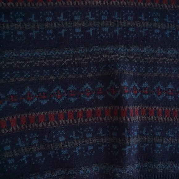 Vintage Van Heusen Navy Maroon Biggie Cosby Eclectic Knit Crewneck Sweater L - Picture 8 of 9